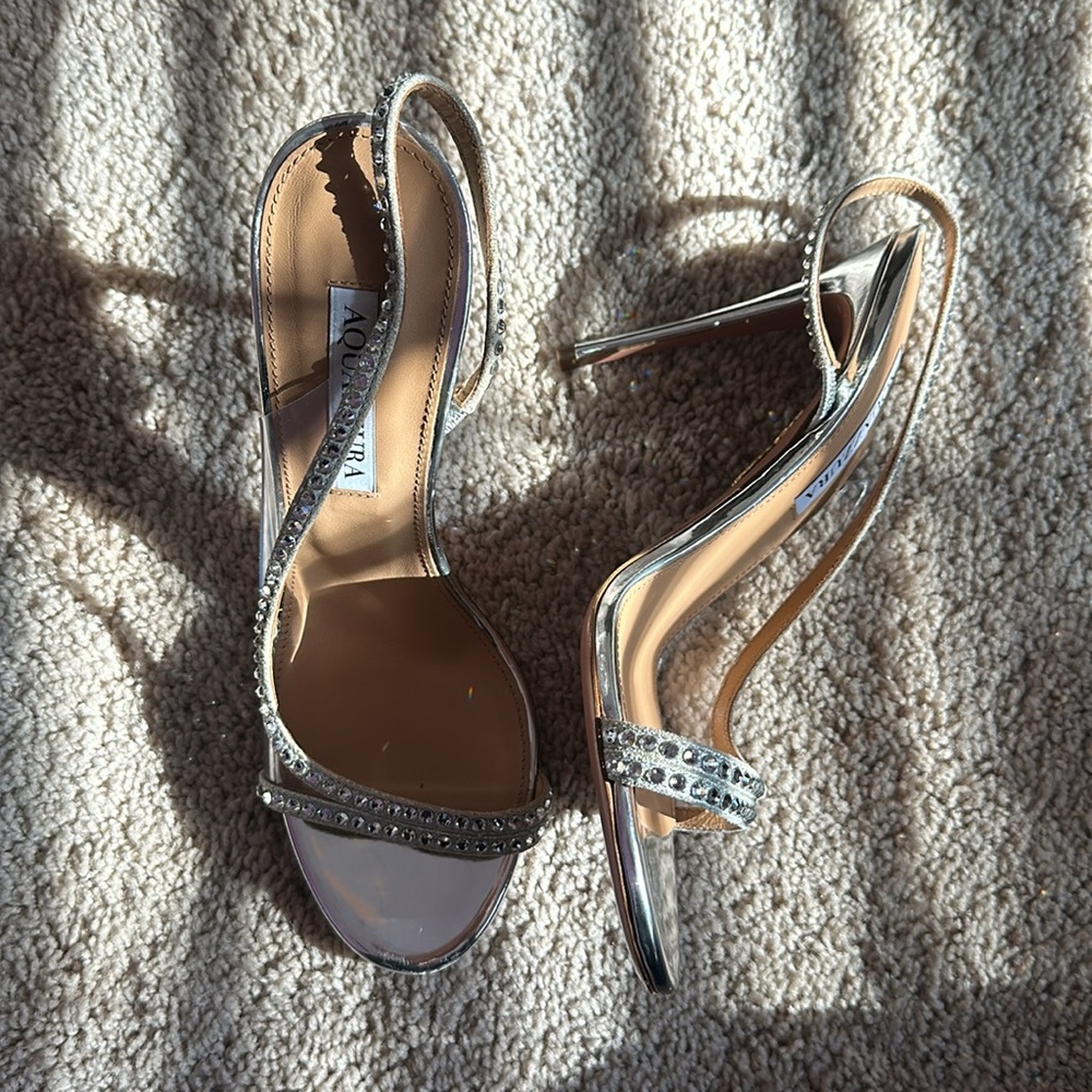 NWT Aquazzura Crystal Metallic d'Orsay Pump Sandals - Picture 6 of 7
